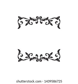 Baroque ornament with filigree in vector format for design frame, pattern. Vintage victorian or damask floral element for carving. Intertwining Engraving Scroll.