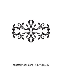 Baroque ornament with filigree in vector format for design frame, pattern. Vintage victorian or damask floral element for carving. Intertwining Engraving Scroll.
