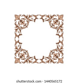 Baroque ornament with filigree in vector format for design frame, pattern. Vintage hand drawn victorian or damask floral element. Black and white engraved ink art.