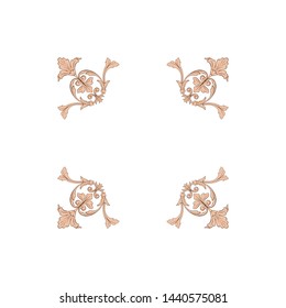 Baroque ornament with filigree in vector format for design frame, pattern. Vintage hand drawn victorian or damask floral element. Black and white engraved ink art.