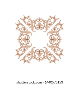 Baroque ornament with filigree in vector format for design frame, pattern. Vintage hand drawn victorian or damask floral element. Black and white engraved ink art.