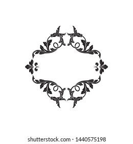 Baroque ornament with filigree in vector format for design frame, pattern. Vintage hand drawn victorian or damask floral element. Black and white engraved ink art.