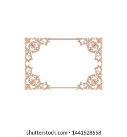 Baroque ornament with filigree in vector format for design frame, pattern. Vintage hand drawn victorian or damask floral element. Black and white engraved ink art.