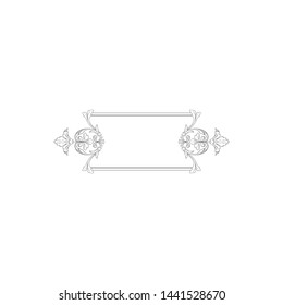 Baroque ornament with filigree in vector format for design frame, pattern. Vintage hand drawn victorian or damask floral element. Black and white engraved ink art.
