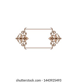 Baroque ornament with filigree in vector format for design frame, pattern. Vintage hand drawn victorian or damask floral element. Black and white engraved ink art. Template for foil quill.