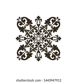 Baroque ornament with filigree in vector format for design frame, pattern. Vintage hand drawn victorian or damask floral element. Black and white engraved ink art. 