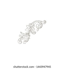 Baroque ornament with filigree in vector format for design frame, pattern. Vintage hand drawn victorian or damask floral element. Black and white engraved ink art. 