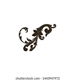 Baroque ornament with filigree in vector format for design frame, pattern. Vintage hand drawn victorian or damask floral element. Black and white engraved ink art. 