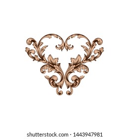 Baroque ornament with filigree in vector format for design frame, pattern. Vintage hand drawn victorian or damask floral element. Black and white engraved ink art. 
