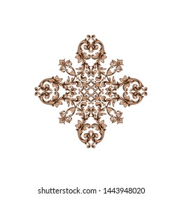 Baroque ornament with filigree in vector format for design frame, pattern. Vintage hand drawn victorian or damask floral element. Black and white engraved ink art. 