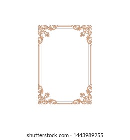 Baroque ornament with filigree in vector format for design frame, pattern. Vintage hand drawn victorian or damask floral element. Black and white engraved ink art.