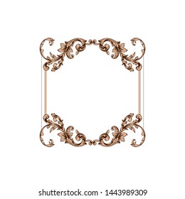 Baroque ornament with filigree in vector format for design frame, pattern. Vintage hand drawn victorian or damask floral element. Black and white engraved ink art.