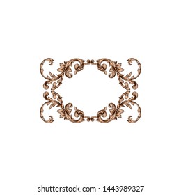 Baroque ornament with filigree in vector format for design frame, pattern. Vintage hand drawn victorian or damask floral element. Black and white engraved ink art.