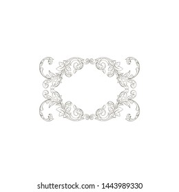 Baroque ornament with filigree in vector format for design frame, pattern. Vintage hand drawn victorian or damask floral element. Black and white engraved ink art.