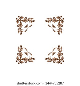 Baroque ornament with filigree in vector format for design frame, pattern. Vintage hand drawn victorian or damask floral element. Black and white engraved ink art. Template for wedding invitation.