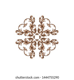 Baroque ornament with filigree in vector format for design frame, pattern. Vintage hand drawn victorian or damask floral element. Black and white engraved ink art. Template for wedding invitation.