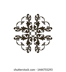 Baroque ornament with filigree in vector format for design frame, pattern. Vintage hand drawn victorian or damask floral element. Black and white engraved ink art. Template for wedding invitation.