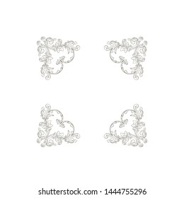 Baroque ornament with filigree in vector format for design frame, pattern. Vintage hand drawn victorian or damask floral element. Black and white engraved ink art. Template for wedding invitation.