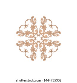 Baroque ornament with filigree in vector format for design frame, pattern. Vintage hand drawn victorian or damask floral element. Black and white engraved ink art. Template for wedding invitation.
