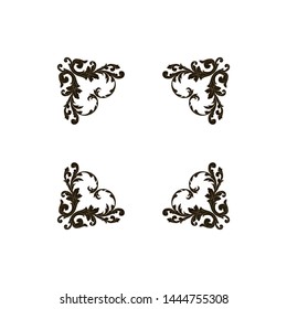 Baroque ornament with filigree in vector format for design frame, pattern. Vintage hand drawn victorian or damask floral element. Black and white engraved ink art. Template for wedding invitation.