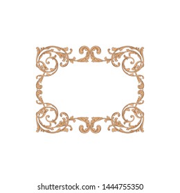 Baroque ornament with filigree in vector format for design frame, pattern. Vintage hand drawn victorian or damask floral element. Black and white engraved ink art. Template for wedding invitation.