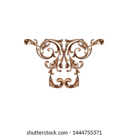 Baroque ornament with filigree in vector format for design frame, pattern. Vintage hand drawn victorian or damask floral element. Black and white engraved ink art. Template for wedding invitation.
