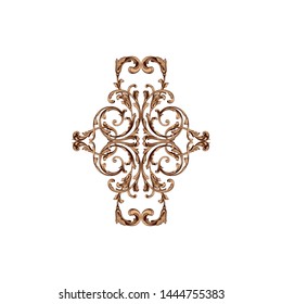 Baroque ornament with filigree in vector format for design frame, pattern. Vintage hand drawn victorian or damask floral element. Black and white engraved ink art. Template for wedding invitation.