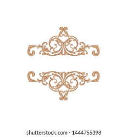 Baroque ornament with filigree in vector format for design frame, pattern. Vintage hand drawn victorian or damask floral element. Black and white engraved ink art. Template for wedding invitation.
