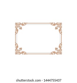 Baroque ornament with filigree in vector format for design frame, pattern. Vintage hand drawn victorian or damask floral element. Black and white engraved ink art. Template for wedding invitation.