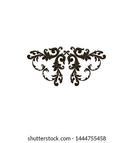 Baroque ornament with filigree in vector format for design frame, pattern. Vintage hand drawn victorian or damask floral element. Black and white engraved ink art. Template for wedding invitation.