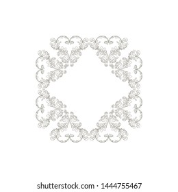 Baroque ornament with filigree in vector format for design frame, pattern. Vintage hand drawn victorian or damask floral element. Black and white engraved ink art. Template for wedding invitation.