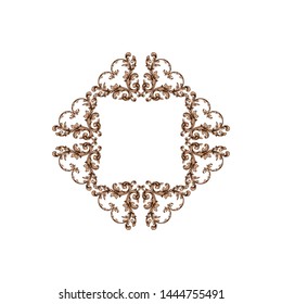 Baroque ornament with filigree in vector format for design frame, pattern. Vintage hand drawn victorian or damask floral element. Black and white engraved ink art. Template for wedding invitation.