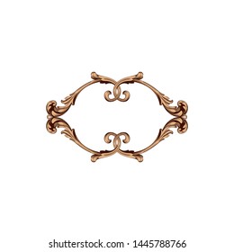 Baroque ornament with filigree in vector format for design frame, pattern. Vintage hand drawn victorian or damask floral element. Black and white engraved ink art.