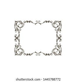 Baroque ornament with filigree in vector format for design frame, pattern. Vintage hand drawn victorian or damask floral element. Black and white engraved ink art.