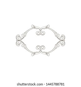 Baroque ornament with filigree in vector format for design frame, pattern. Vintage hand drawn victorian or damask floral element. Black and white engraved ink art.