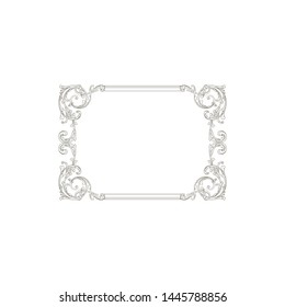 Baroque ornament with filigree in vector format for design frame, pattern. Vintage hand drawn victorian or damask floral element. Black and white engraved ink art.