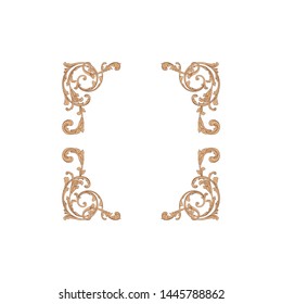 Baroque ornament with filigree in vector format for design frame, pattern. Vintage hand drawn victorian or damask floral element. Black and white engraved ink art.