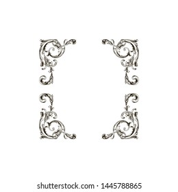 Baroque ornament with filigree in vector format for design frame, pattern. Vintage hand drawn victorian or damask floral element. Black and white engraved ink art.