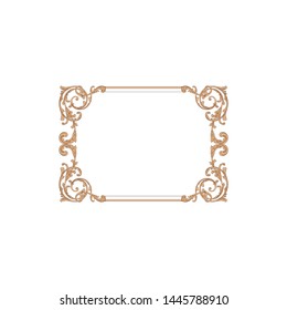 Baroque ornament with filigree in vector format for design frame, pattern. Vintage hand drawn victorian or damask floral element. Black and white engraved ink art.