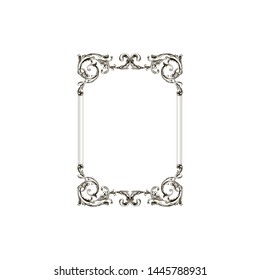 Baroque ornament with filigree in vector format for design frame, pattern. Vintage hand drawn victorian or damask floral element. Black and white engraved ink art.