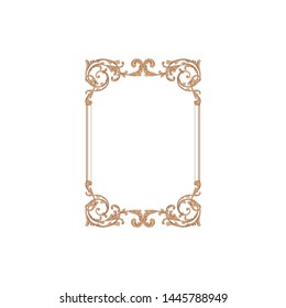 Baroque ornament with filigree in vector format for design frame, pattern. Vintage hand drawn victorian or damask floral element. Black and white engraved ink art.