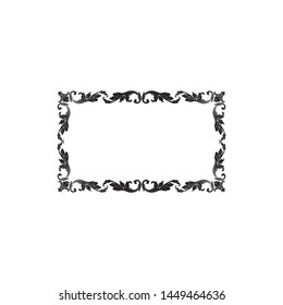 Baroque ornament with filigree in vector format for design frame, pattern. Vintage hand drawn victorian or damask floral element. Black and white engraved ink art.