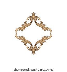 Baroque ornament with filigree in vector format for design frame, pattern. Vintage hand drawn victorian or damask floral element. 