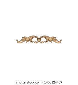 Baroque ornament with filigree in vector format for design frame, pattern. Vintage hand drawn victorian or damask floral element. 