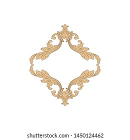 Baroque ornament with filigree in vector format for design frame, pattern. Vintage hand drawn victorian or damask floral element. 