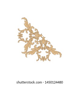 Baroque ornament with filigree in vector format for design frame, pattern. Vintage hand drawn victorian or damask floral element. 