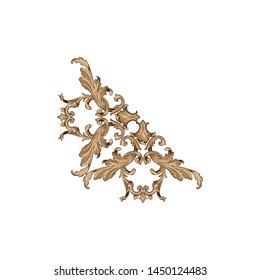 Baroque ornament with filigree in vector format for design frame, pattern. Vintage hand drawn victorian or damask floral element. 