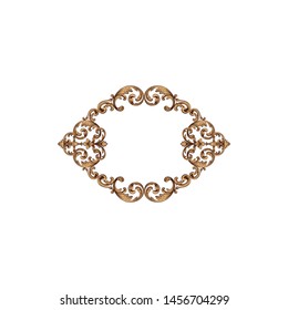 Baroque ornament with filigree in vector format for design frame, pattern. Vintage hand drawn victorian or damask floral element. Black and white engraved ink art.