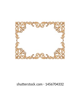 Baroque ornament with filigree in vector format for design frame, pattern. Vintage hand drawn victorian or damask floral element. Black and white engraved ink art.