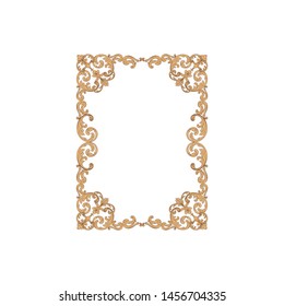 Baroque ornament with filigree in vector format for design frame, pattern. Vintage hand drawn victorian or damask floral element. Black and white engraved ink art.